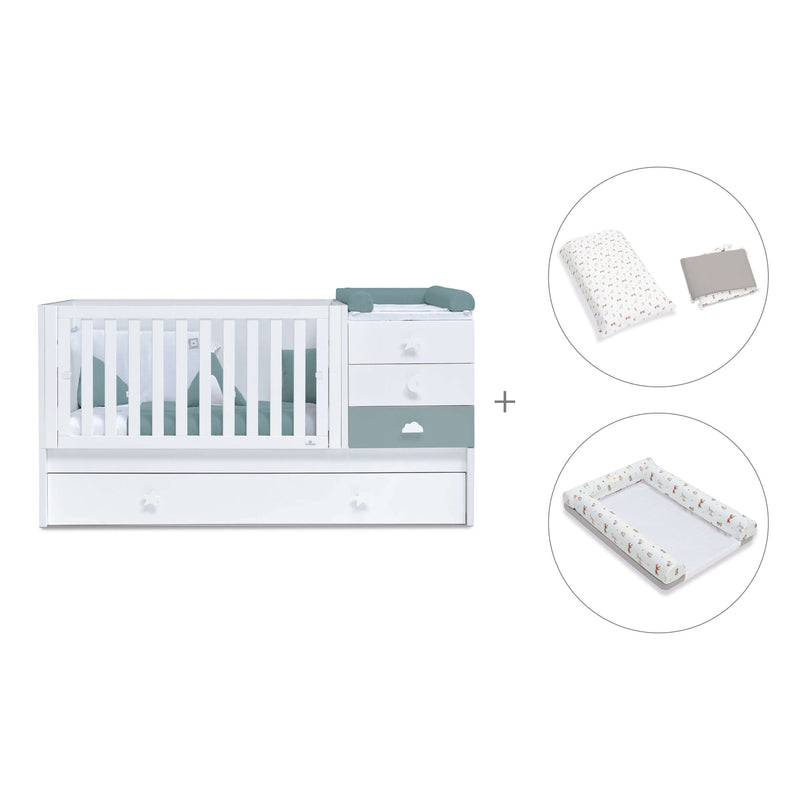 Cuna convertible 70x140 cm blanca/eucalipto · Sero Bubble Eucalyptus K554-M7757