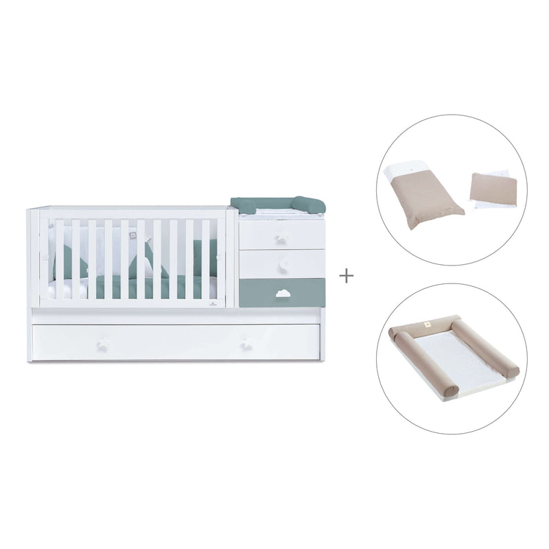 Cuna convertible 70x140 cm blanca/eucalipto · Sero Bubble Eucalyptus K554-M7757