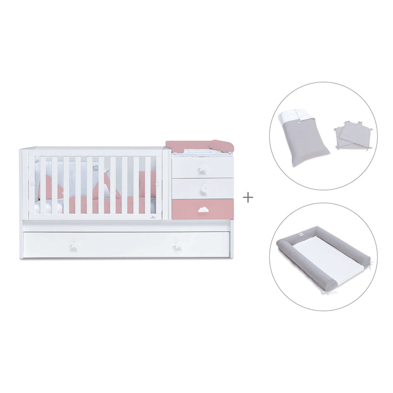 Cuna convertible 70x140 cm blanca/rosa · Sero Bubble Quarzo K554-M7759