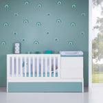 Cuna convertible 70x140 cm en verde-agua · Inside K404-M1181