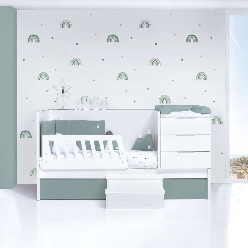 Cuna convertible 70x140 cm blanca/eucalipto · Sero More Eucalyptus K546-M7757