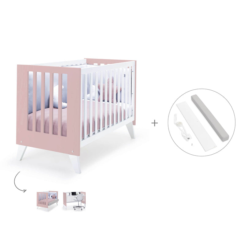 Cuna de colecho 60x120 cm (4en1) rosa pastel · Nexo Due Flamingo C187D-M7742