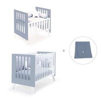 Minicuna y cuna todo en uno (7en1) blanca/azul · Nexo Tre Blu denim C187T-M7741