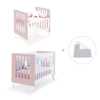 Minicuna y cuna todo en uno (7en1) blanca/rosa claro · Nexo Tre Flamingo C187T-M7742