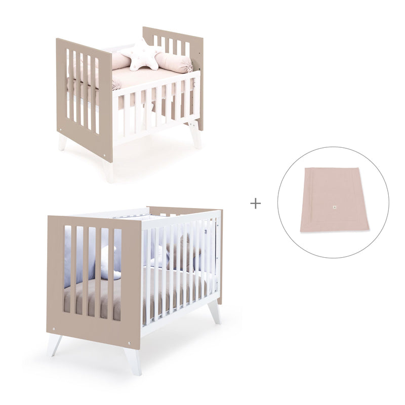Minicuna y cuna todo en uno (7en1) blanca/beige · Nexo Tre Arena C187T-M7753