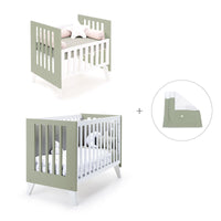 Minicuna y cuna todo en uno (7en1) blanca/verde-oliva · Nexo Tre Erba C187T-M7756