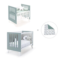 Minicuna y cuna todo en uno (7en1) blanca/verde eucalipto · Nexo Tre Eucalyptus C187T-M7757