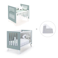 Minicuna y cuna todo en uno (7en1) blanca/verde eucalipto · Nexo Tre Eucalyptus C187T-M7757