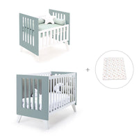 Minicuna y cuna todo en uno (7en1) blanca/verde eucalipto · Nexo Tre Eucalyptus C187T-M7757