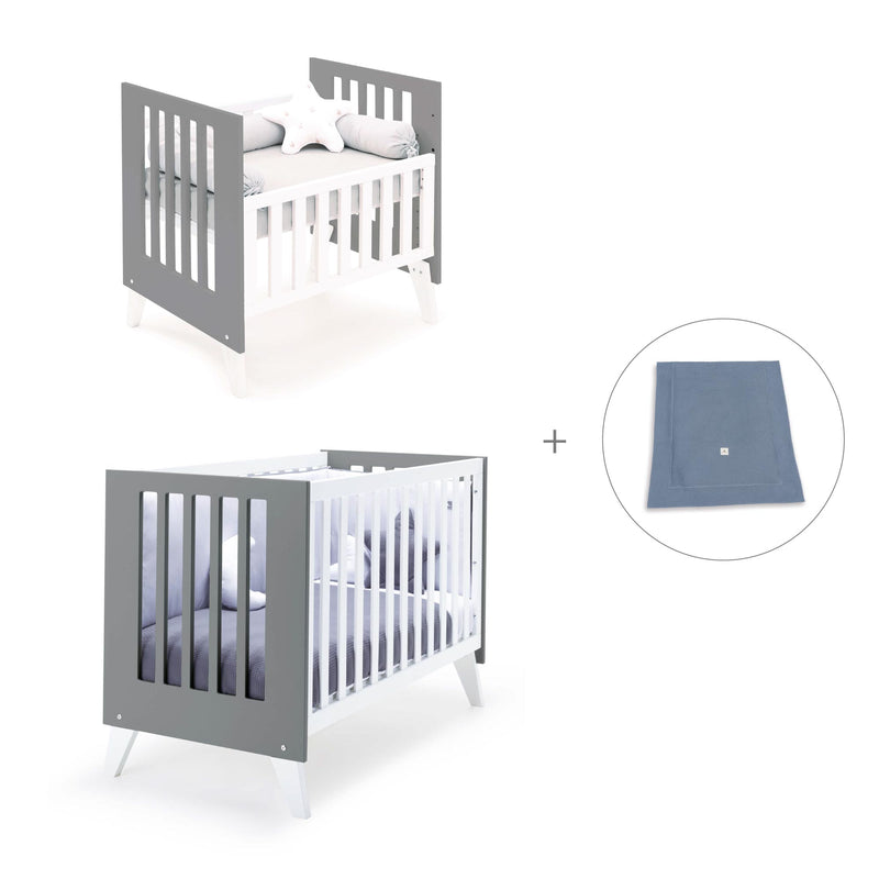 Minicuna y cuna todo en uno (7en1) blanca/antracita · Nexo Tre Antracita C187T-M7758