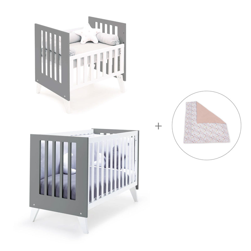 Minicuna y cuna todo en uno (7en1) blanca/antracita · Nexo Tre Antracita C187T-M7758