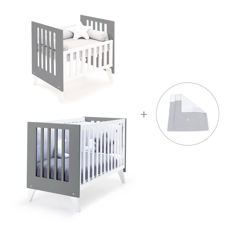 Minicuna y cuna todo en uno (7en1) blanca/antracita · Nexo Tre Antracita C187T-M7758