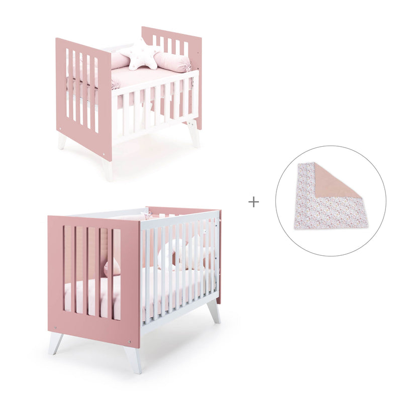 Minicuna y cuna todo en uno (7en1) blanca/rosa · Nexo Tre Quarzo C187T-M7759