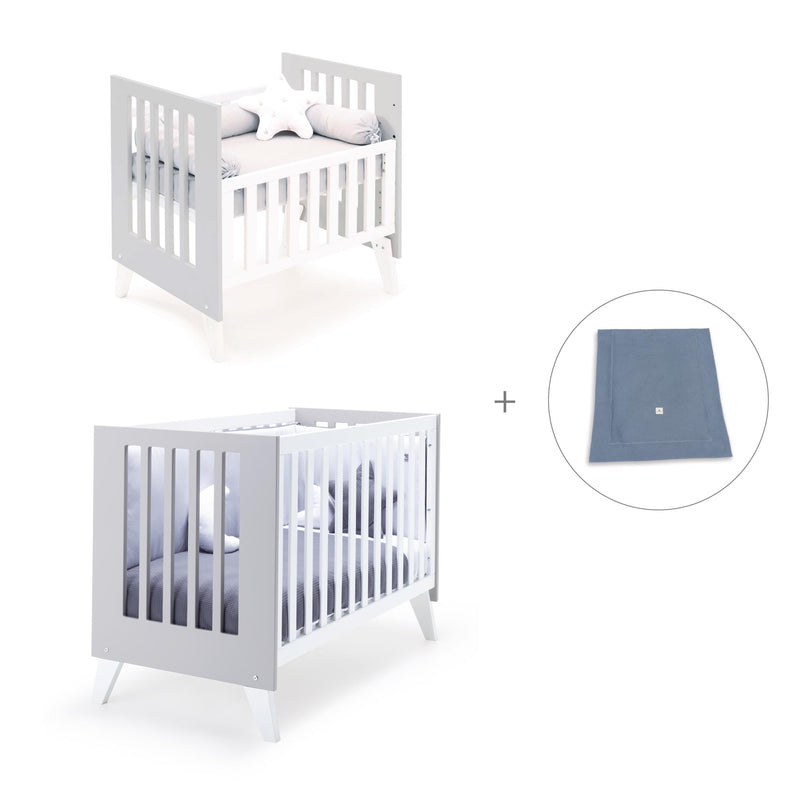 Minicuna y cuna todo en uno (7en1) blanca/gris · Nexo Tre Grey C187T-M7778