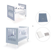 Minicuna y cuna todo en uno (7en1) blanca/azul · Nexo Tre Blu denim C187T-M7741