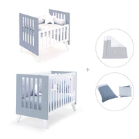 Minicuna y cuna todo en uno (7en1) blanca/azul · Nexo Tre Blu denim C187T-M7741