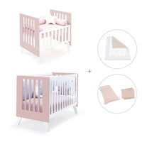 Minicuna y cuna todo en uno (7en1) blanca/rosa claro · Nexo Tre Flamingo C187T-M7742