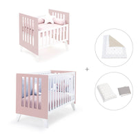 Minicuna y cuna todo en uno (7en1) blanca/rosa claro · Nexo Tre Flamingo C187T-M7742