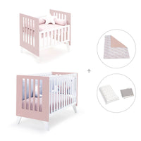 Minicuna y cuna todo en uno (7en1) blanca/rosa claro · Nexo Tre Flamingo C187T-M7742