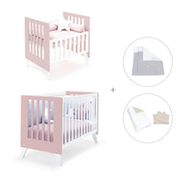Minicuna y cuna todo en uno (7en1) blanca/rosa claro · Nexo Tre Flamingo C187T-M7742
