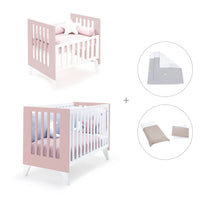 Minicuna y cuna todo en uno (7en1) blanca/rosa claro · Nexo Tre Flamingo C187T-M7742