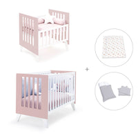 Minicuna y cuna todo en uno (7en1) blanca/rosa claro · Nexo Tre Flamingo C187T-M7742