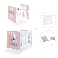 Minicuna y cuna todo en uno (7en1) blanca/rosa claro · Nexo Tre Flamingo C187T-M7742