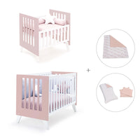 Minicuna y cuna todo en uno (7en1) blanca/rosa claro · Nexo Tre Flamingo C187T-M7742