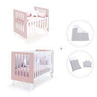 Minicuna y cuna todo en uno (7en1) blanca/rosa claro · Nexo Tre Flamingo C187T-M7742
