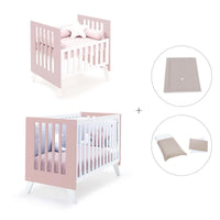 Minicuna y cuna todo en uno (7en1) blanca/rosa claro · Nexo Tre Flamingo C187T-M7742