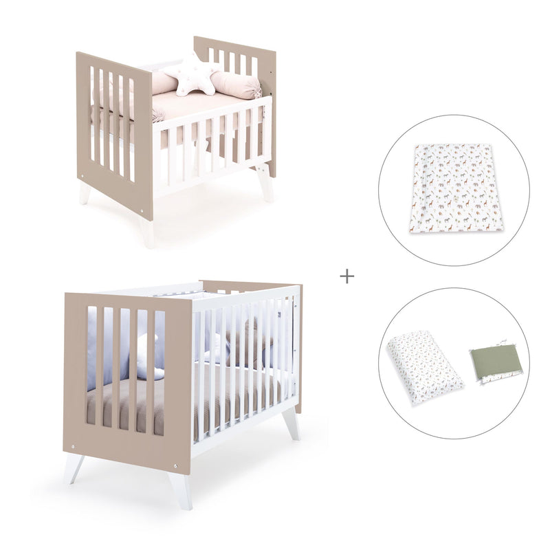 Minicuna y cuna todo en uno (7en1) blanca/beige · Nexo Tre Arena C187T-M7753