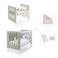 Minicuna y cuna todo en uno (7en1) blanca/verde-oliva · Nexo Tre Erba C187T-M7756