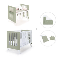 Minicuna y cuna todo en uno (7en1) blanca/verde-oliva · Nexo Tre Erba C187T-M7756