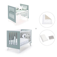 Minicuna y cuna todo en uno (7en1) blanca/verde eucalipto · Nexo Tre Eucalyptus C187T-M7757