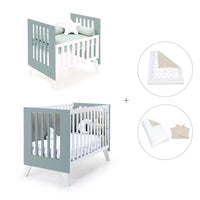 Minicuna y cuna todo en uno (7en1) blanca/verde eucalipto · Nexo Tre Eucalyptus C187T-M7757