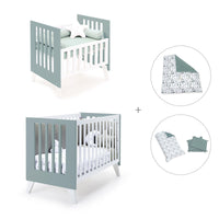 Minicuna y cuna todo en uno (7en1) blanca/verde eucalipto · Nexo Tre Eucalyptus C187T-M7757