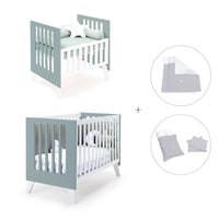 Minicuna y cuna todo en uno (7en1) blanca/verde eucalipto · Nexo Tre Eucalyptus C187T-M7757