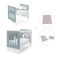 Minicuna y cuna todo en uno (7en1) blanca/verde eucalipto · Nexo Tre Eucalyptus C187T-M7757