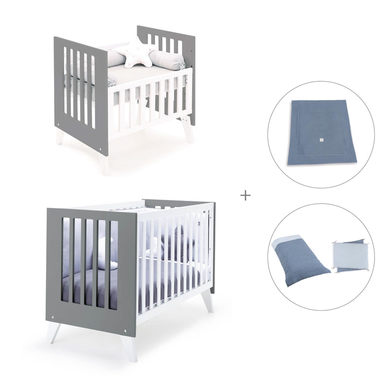 Minicuna y cuna todo en uno (7en1) blanca/antracita · Nexo Tre Antracita C187T-M7758