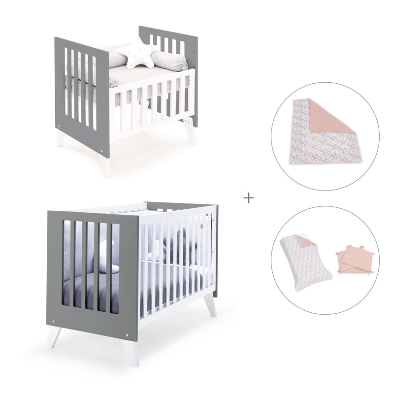 Minicuna y cuna todo en uno (7en1) blanca/antracita · Nexo Tre Antracita C187T-M7758