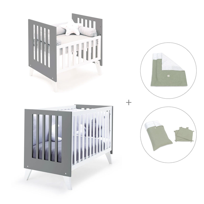 Minicuna y cuna todo en uno (7en1) blanca/antracita · Nexo Tre Antracita C187T-M7758