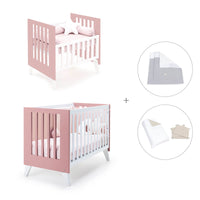 Minicuna y cuna todo en uno (7en1) blanca/rosa · Nexo Tre Quarzo C187T-M7759
