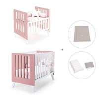 Minicuna y cuna todo en uno (7en1) blanca/rosa · Nexo Tre Quarzo C187T-M7759