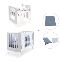 Minicuna y cuna todo en uno (7en1) blanca/gris · Nexo Tre Grey C187T-M7778