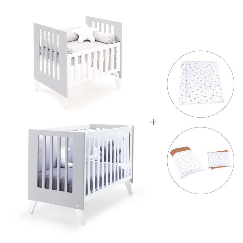 Minicuna y cuna todo en uno (7en1) blanca/gris · Nexo Tre Grey C187T-M7778