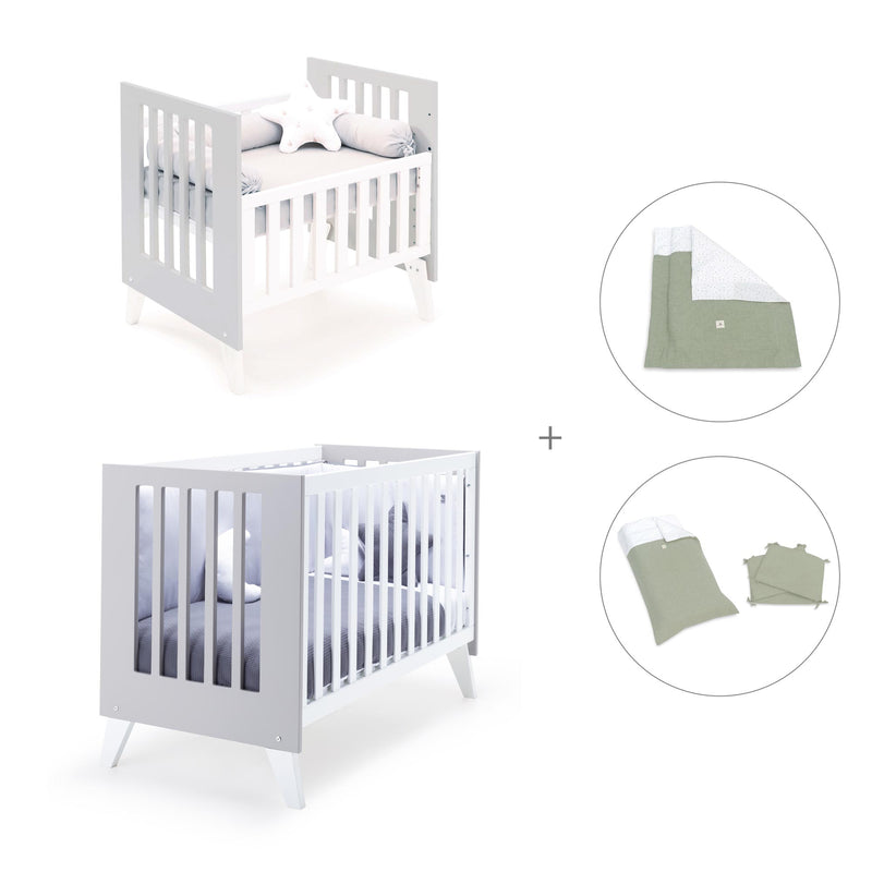 Minicuna y cuna todo en uno (7en1) blanca/gris · Nexo Tre Grey C187T-M7778