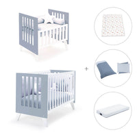 Minicuna y cuna todo en uno (7en1) blanca/azul · Nexo Tre Blu denim C187T-M7741