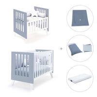 Minicuna y cuna todo en uno (7en1) blanca/azul · Nexo Tre Blu denim C187T-M7741