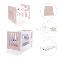 Minicuna y cuna todo en uno (7en1) blanca/rosa claro · Nexo Tre Flamingo C187T-M7742