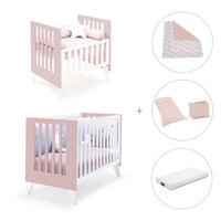Minicuna y cuna todo en uno (7en1) blanca/rosa claro · Nexo Tre Flamingo C187T-M7742
